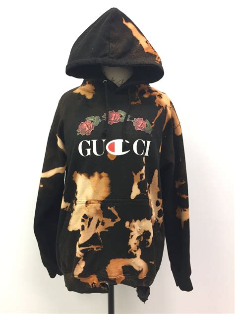 blac gucci hoodie|Gucci distressed hoodie.